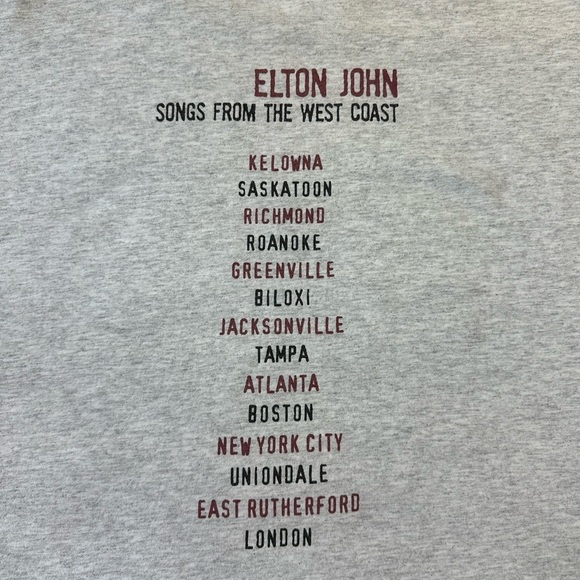 Vintage Elton John Songs From The West Coast Concert T-shirt Size XL - Picture 7 of 7